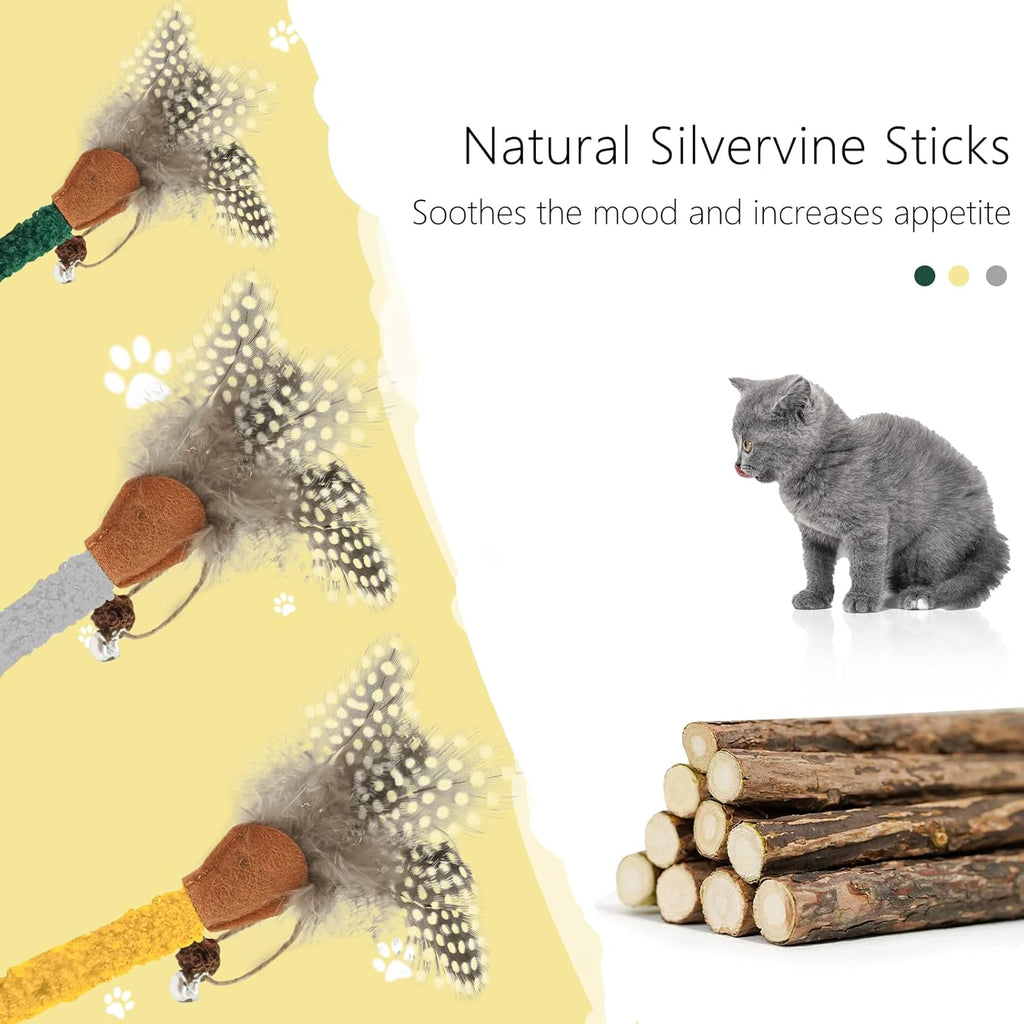 Natural Silvervine Cat Chew Stick with Feather
