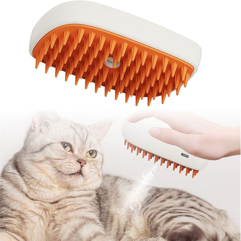 USB Rechargeable Pet Steam Brush - Spray Massage Grooming Comb for Cats & Dogs