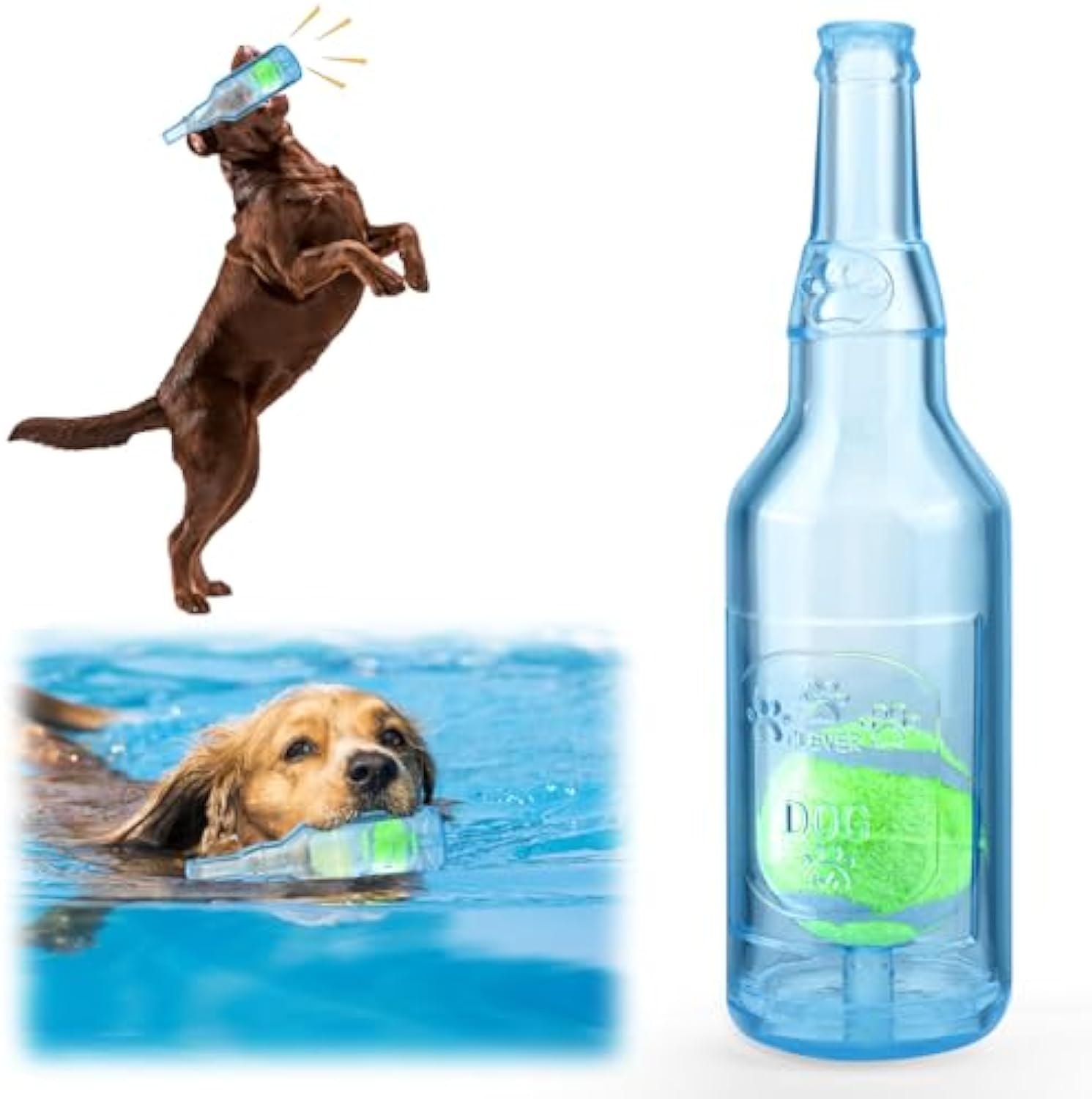 Water Bottle Cruncher Dog Toy - Squeaky Interactive Chew for Aggressive Chewers