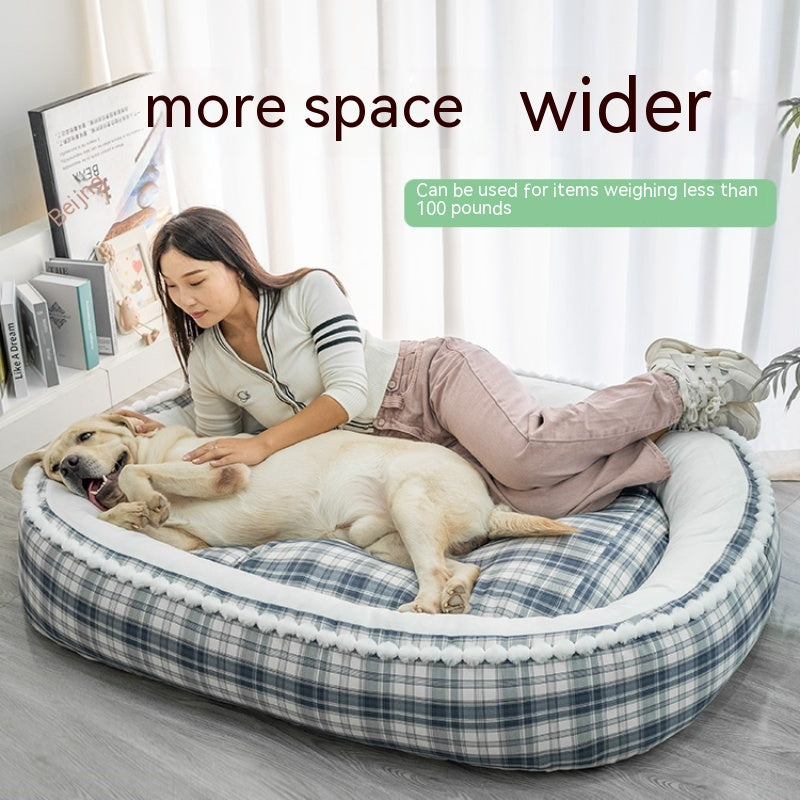 Plaid Dog Bed with Removable Washable Cover - Bolster Sofa for Small to Large Dogs
