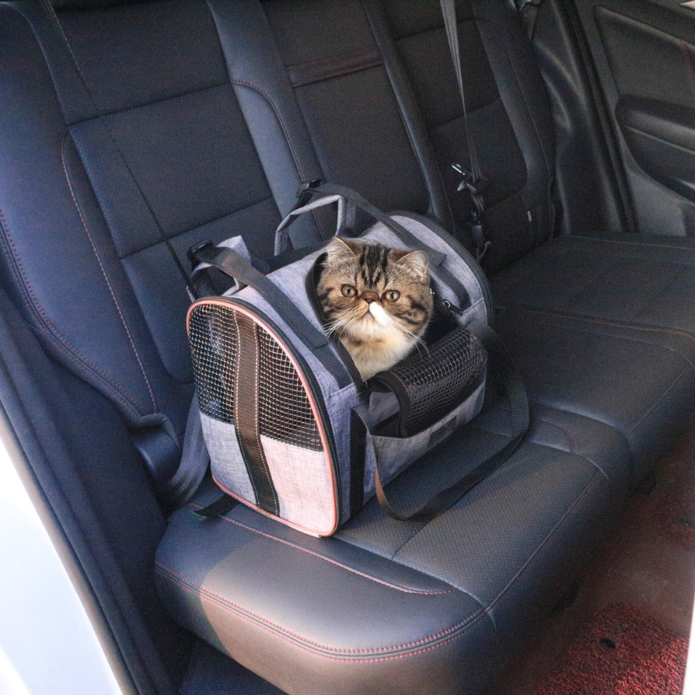 FoldAway Pet Car Seat Carrier - Seatbelt-Ready Travel Basket for Cats & Small Dogs