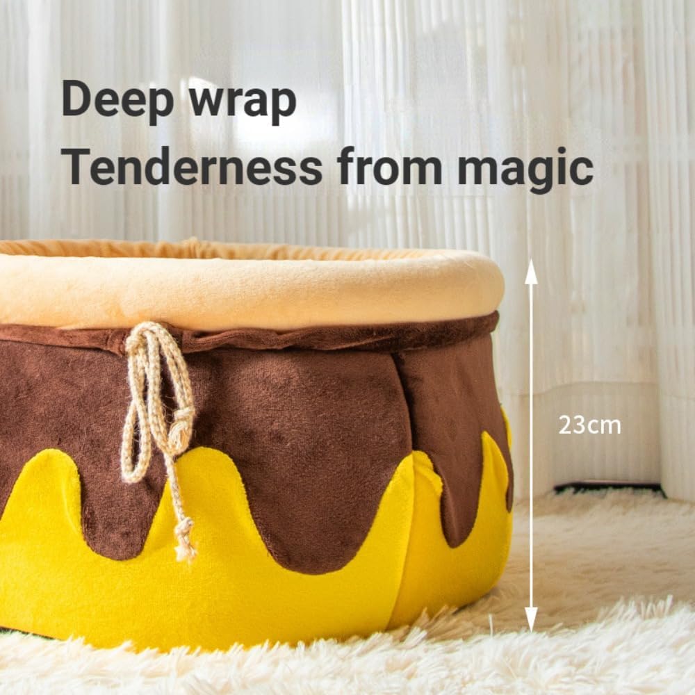 Honey Pot Cat Cave Bed — Cozy Plush Hideaway for Cats & Small Dogs