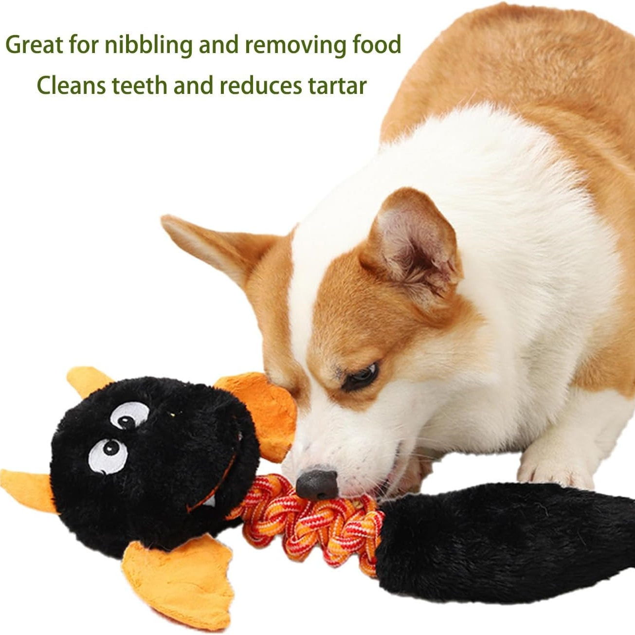 Plush Squeaky Dog Toy - Dental Chew for Teeth Cleaning & Tartar Removal