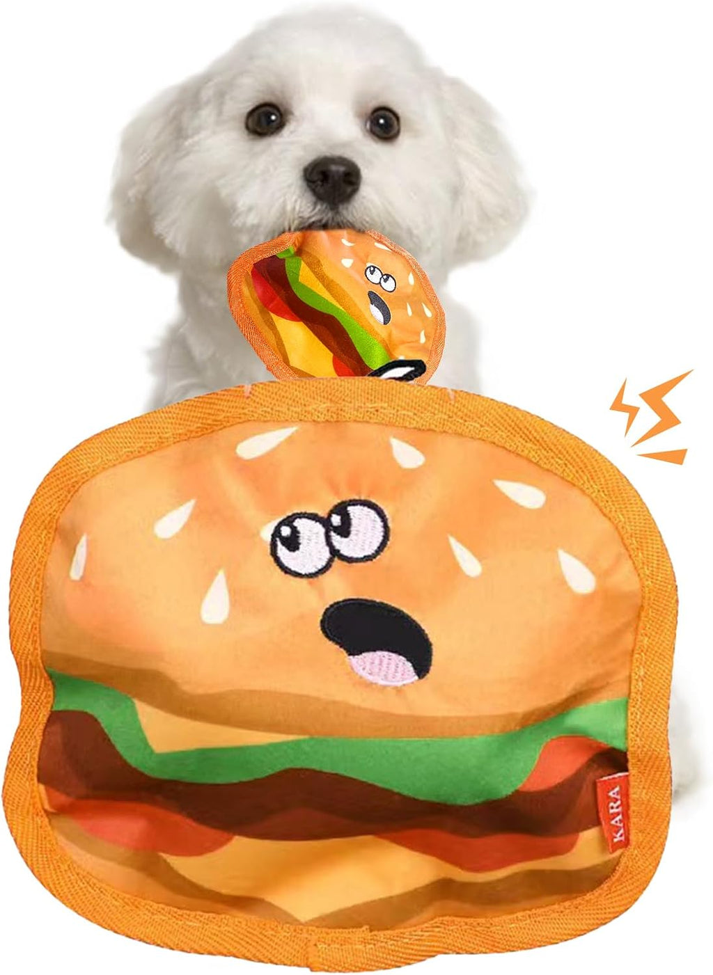 No-Stuffing Crinkle Dog Toy - Fast Food Collection (Burger, Fries, Pizza, Hot Dog)