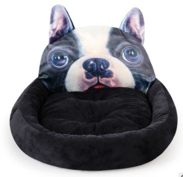 Cute Animal Face Pet Bed Mat - Soft Plush Cushion for Cats & Dogs