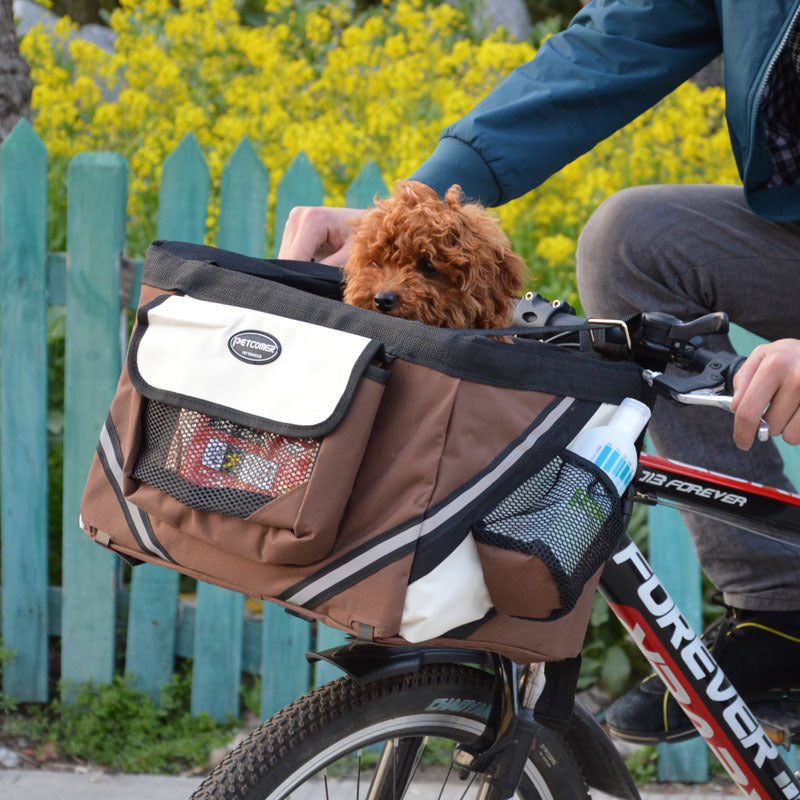PetComer Bike Basket Carrier - Removable Handlebar Pet Basket for Cats & Small Dogs