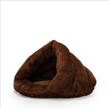 Triangle Cave Pet Bed - Cozy Velvet Hideaway for Cats & Small Dogs