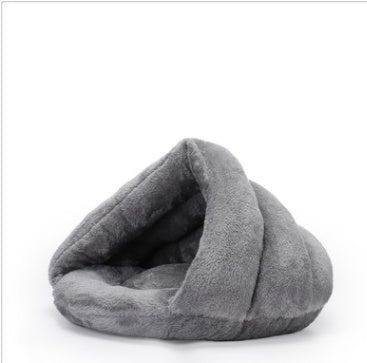 Triangle Cave Pet Bed - Cozy Velvet Hideaway for Cats & Small Dogs