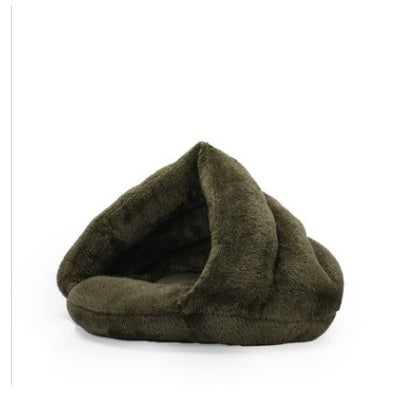 Triangle Cave Pet Bed - Cozy Velvet Hideaway for Cats & Small Dogs