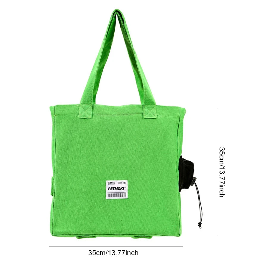 PetMoki Funny Cat Bag - Dual-Purpose Canvas Carrier & Walking Sling for Cats