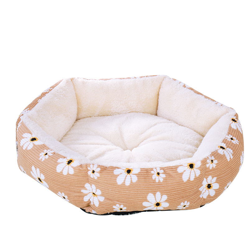 Daisy Flower Pet Bed - Cozy Round Nest for Cats & Small Dogs