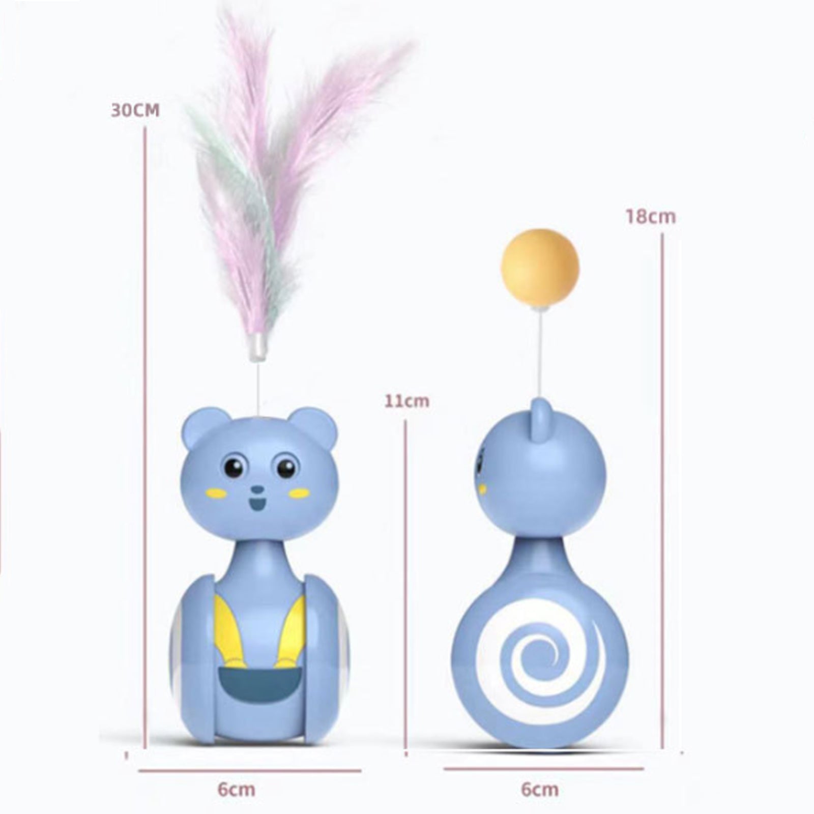 Cat Bumbler Feather Toy - Interactive Rotating Ball with Wand Teaser