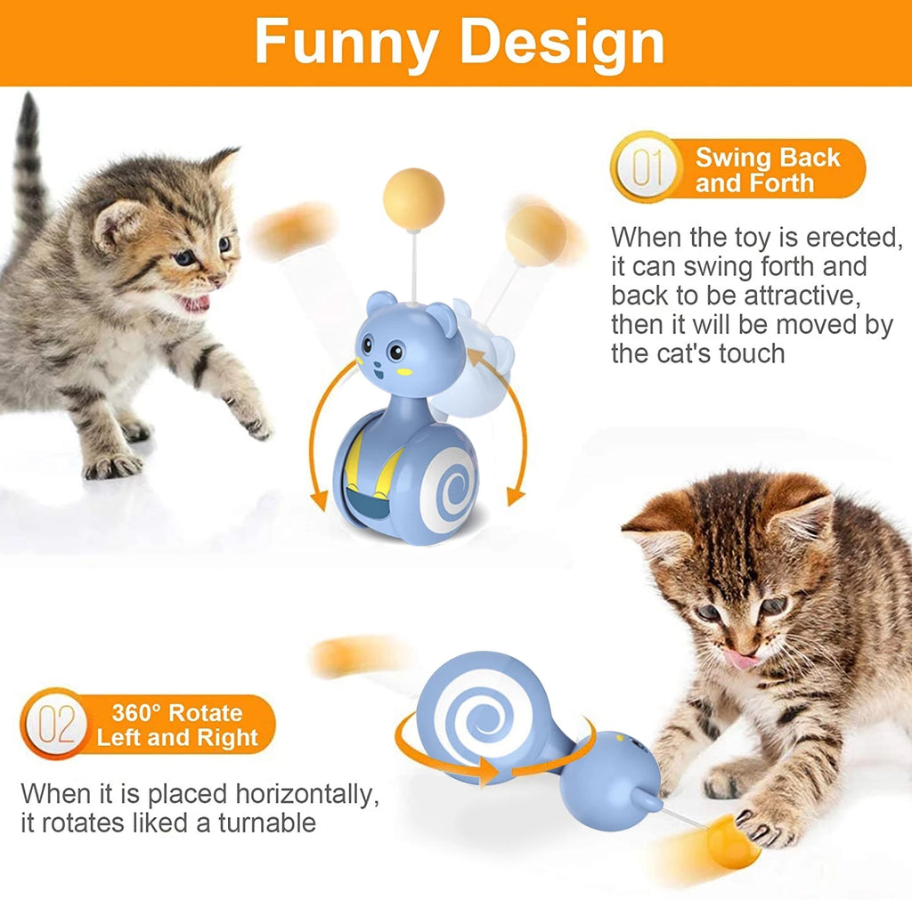 Cat Bumbler Feather Toy - Interactive Rotating Ball with Wand Teaser