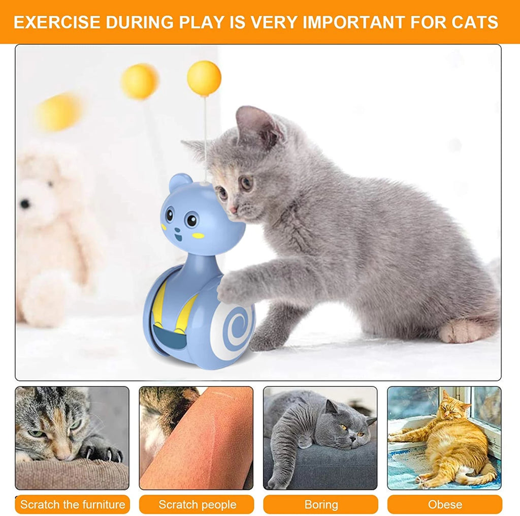 Cat Bumbler Feather Toy - Interactive Rotating Ball with Wand Teaser