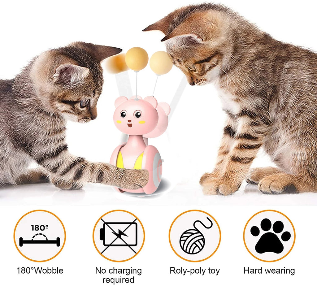 Cat Bumbler Feather Toy - Interactive Rotating Ball with Wand Teaser