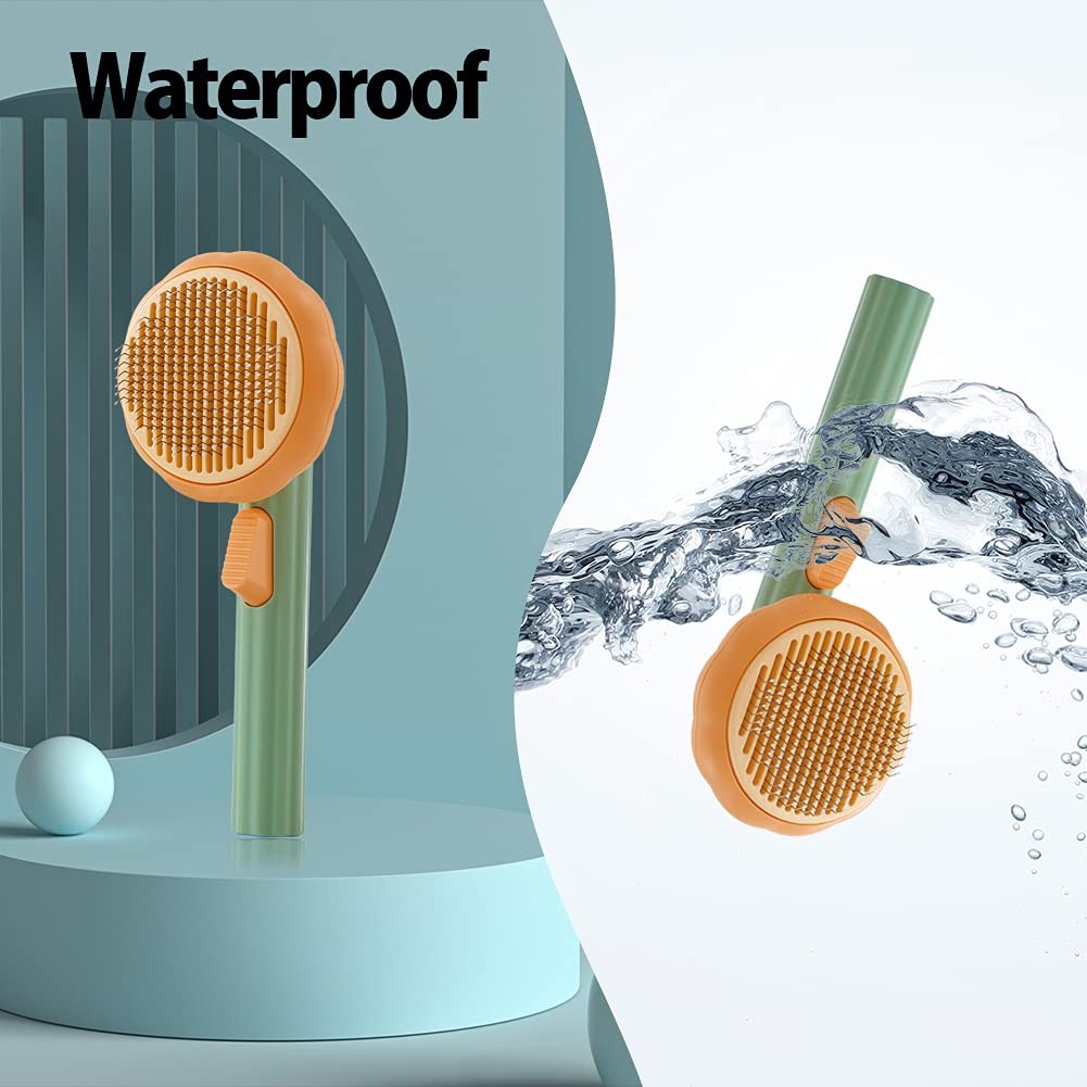 Pumpkin Self-Cleaning Pet Grooming Brush - Deshedding & Detangling for Cats & Dogs