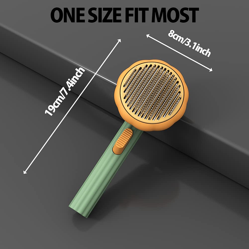 Pumpkin Self-Cleaning Pet Grooming Brush - Deshedding & Detangling for Cats & Dogs