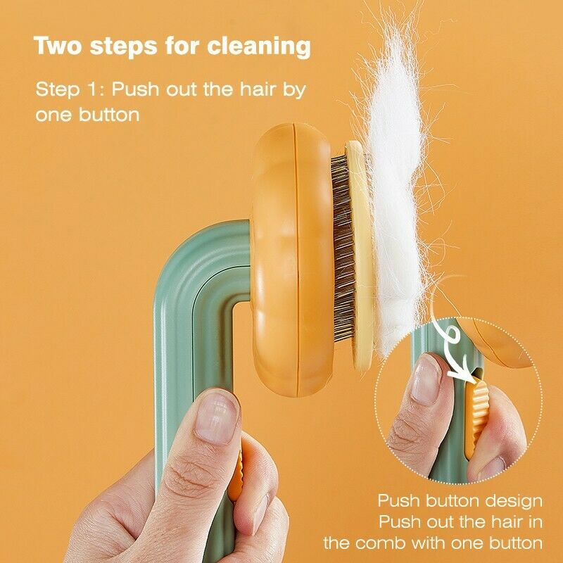 Pumpkin Self-Cleaning Pet Grooming Brush - Deshedding & Detangling for Cats & Dogs
