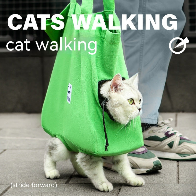 PetMoki Funny Cat Bag - Dual-Purpose Canvas Carrier & Walking Sling for Cats
