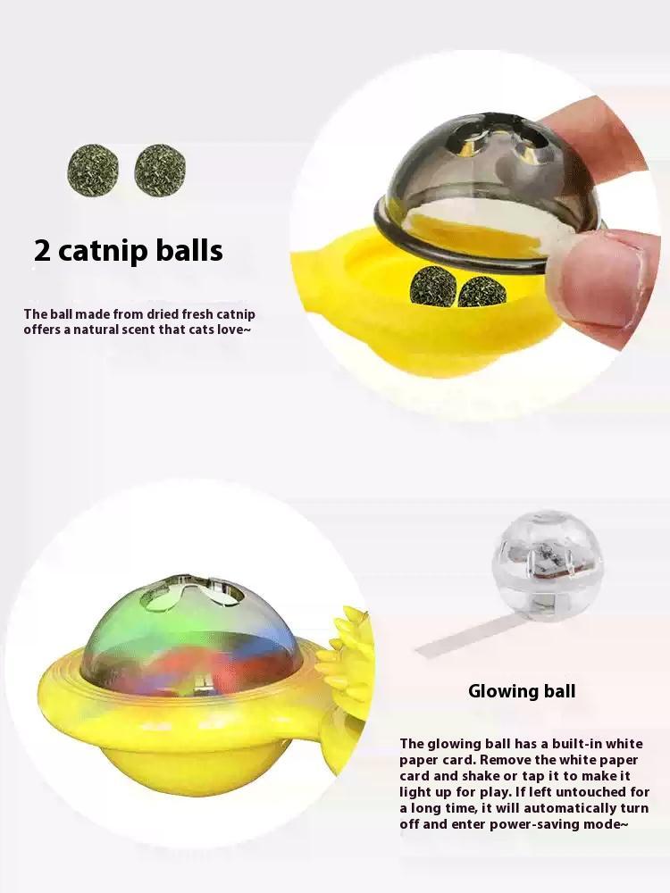 Interactive Windmill Cat Toy - LED Ball & Catnip Holder with Suction Cup
