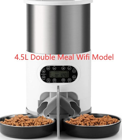 4.5L Smart WiFi Automatic Pet Feeder - Dual Bowl Dispenser with Voice Recorder & App Control