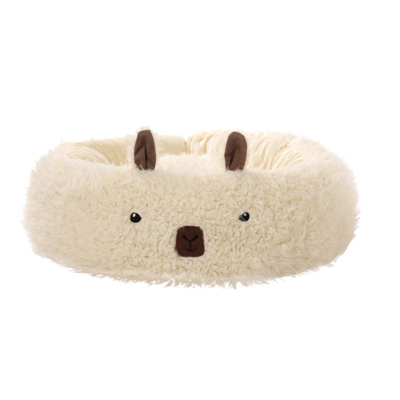 Alpaca Pet Bed - Cute Plush Cozy Nest for Cats & Small Dogs