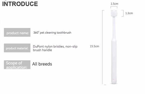 360° Pet Toothbrush - Full Coverage Oral Cleaning for Dogs & Cats