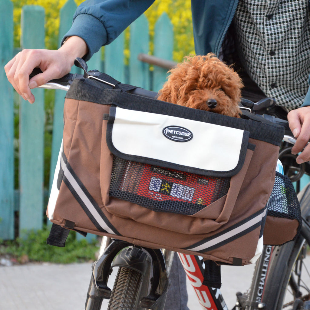 PetComer Bike Basket Carrier - Removable Handlebar Pet Basket for Cats & Small Dogs