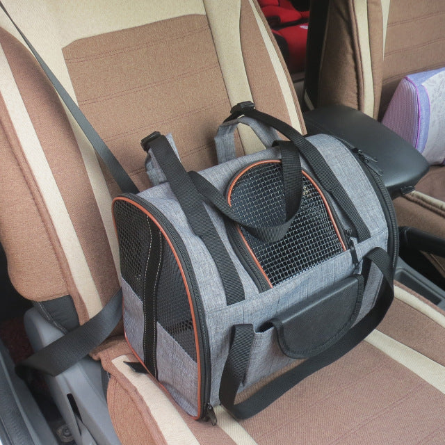 FoldAway Pet Car Seat Carrier - Seatbelt-Ready Travel Basket for Cats & Small Dogs