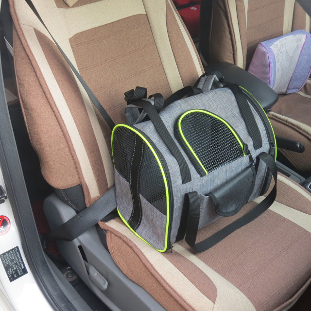 FoldAway Pet Car Seat Carrier - Seatbelt-Ready Travel Basket for Cats & Small Dogs