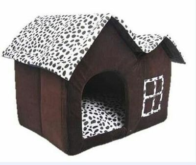 Cozy Pet House Kennel - Warm Indoor Dog & Cat Hideaway with Chimney