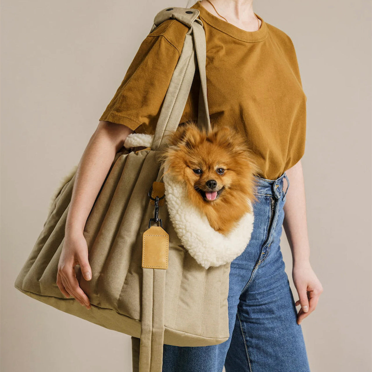 Quilted Pet Carrier Tote - Waterproof Fashion Handbag with Sherpa Lining for Small Dogs & Cats