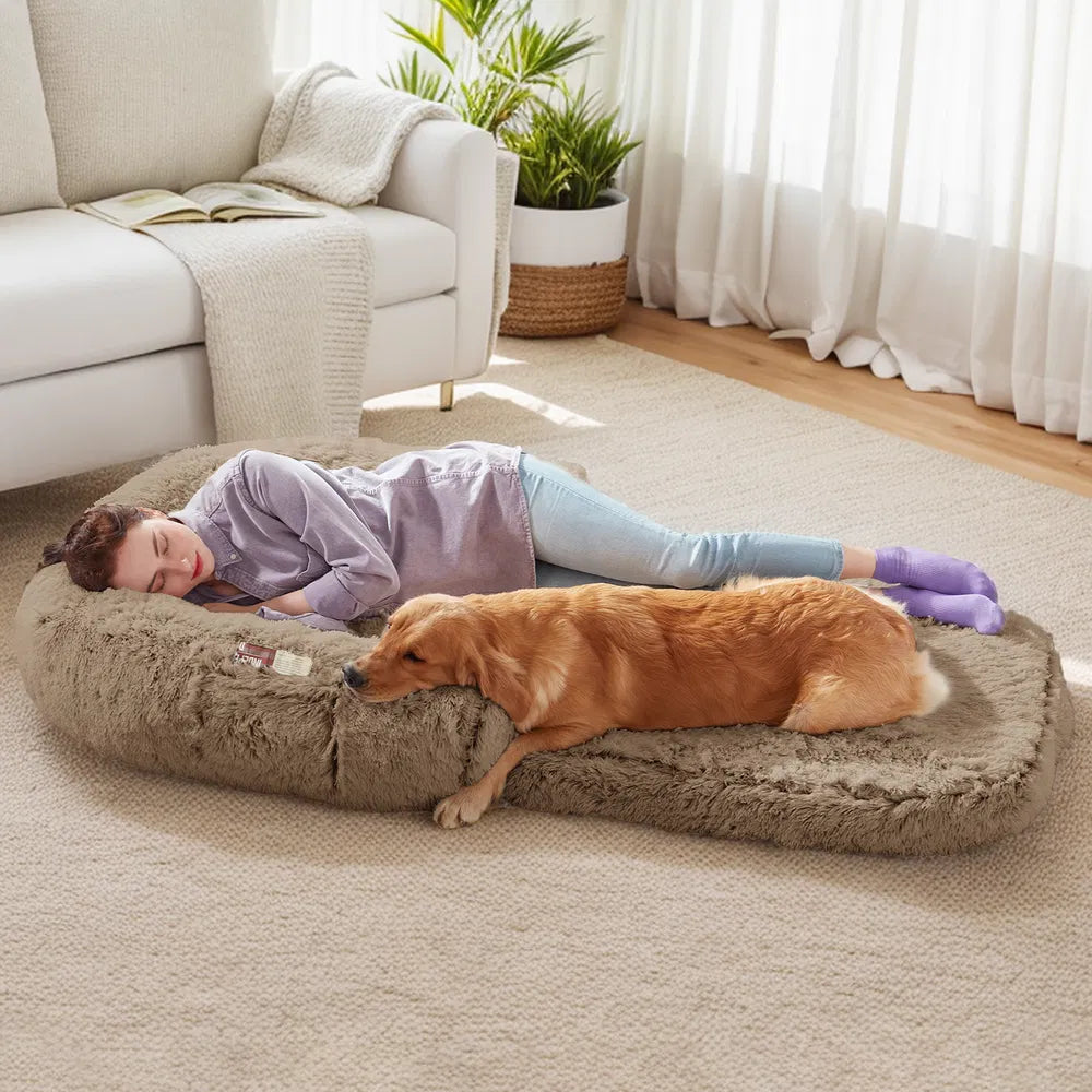 Human Dog Bed 71" x 43" - Foldable Orthopedic Plush Bed for People & Pets