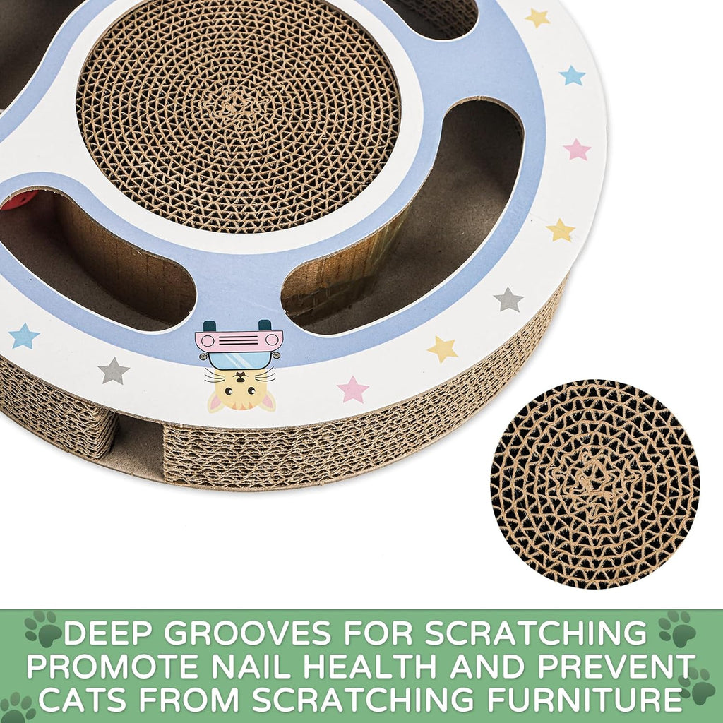 Round Cat Scratcher with Ball Track - 2-in-1 Scratching Pad & Interactive Toy