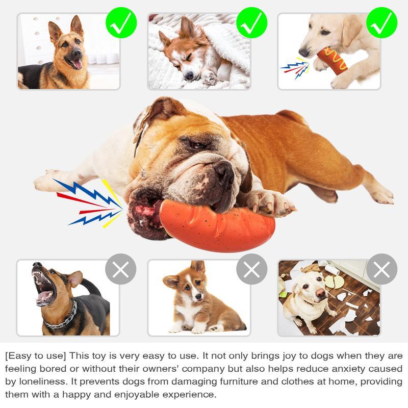 Indestructible Hot Dog Chew Toy - Tough Rubber for Aggressive Chewers
