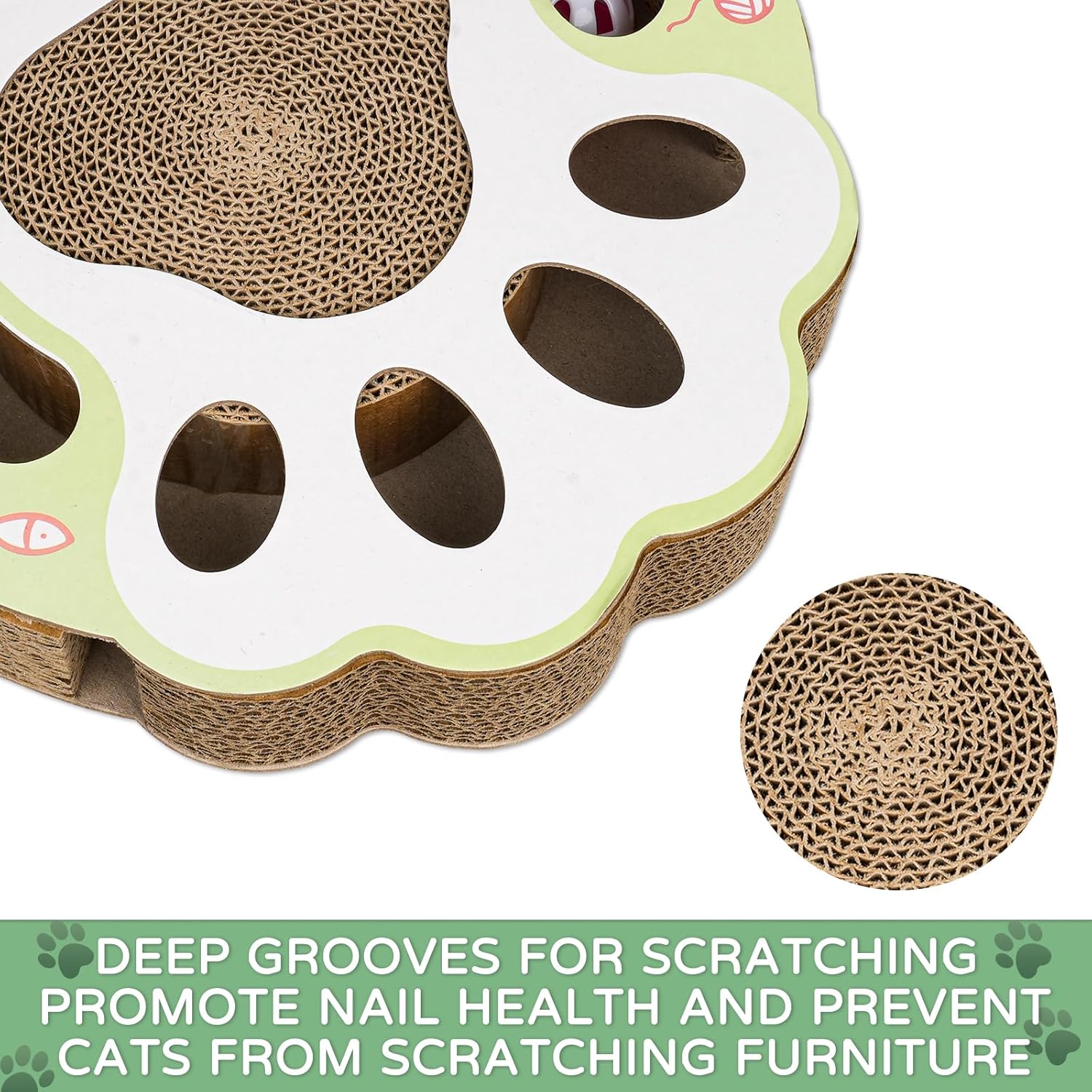Round Cat Scratcher with Ball Track - 2-in-1 Scratching Pad & Interactive Toy