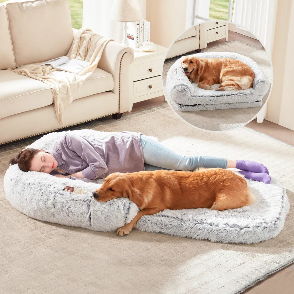 Human Dog Bed 71" x 43" - Foldable Orthopedic Plush Bed for People & Pets