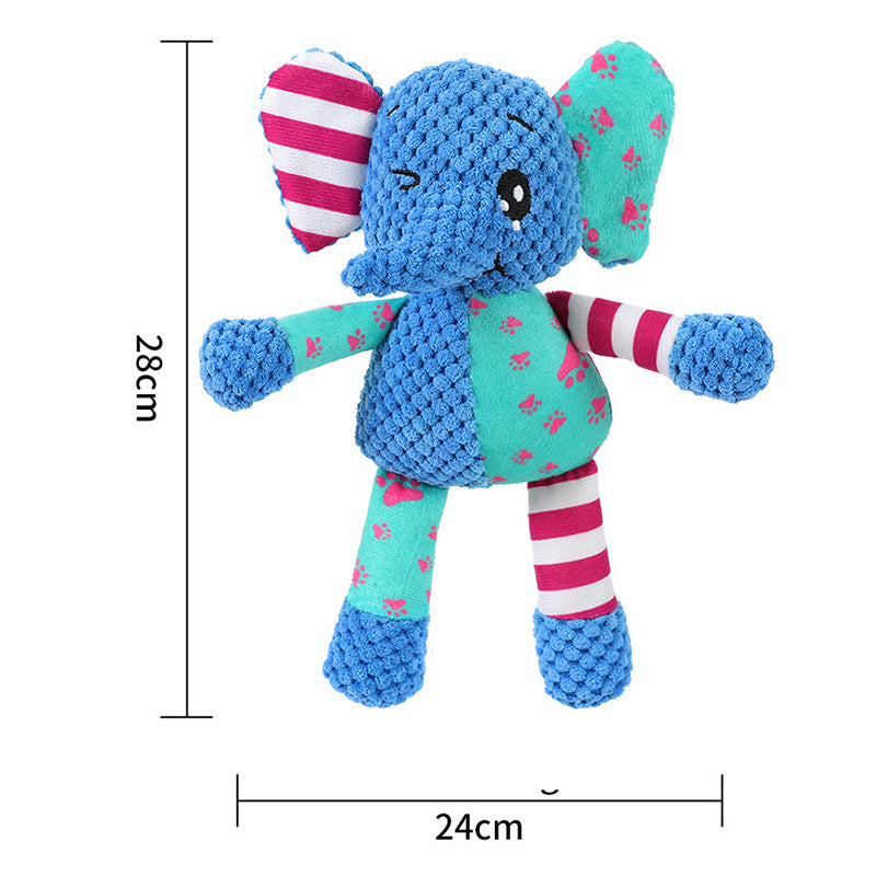 Cute Animal Plush Dog Toy - Squeaky Chew for Teeth Grinding (Elephant, Fox, Rabbit)