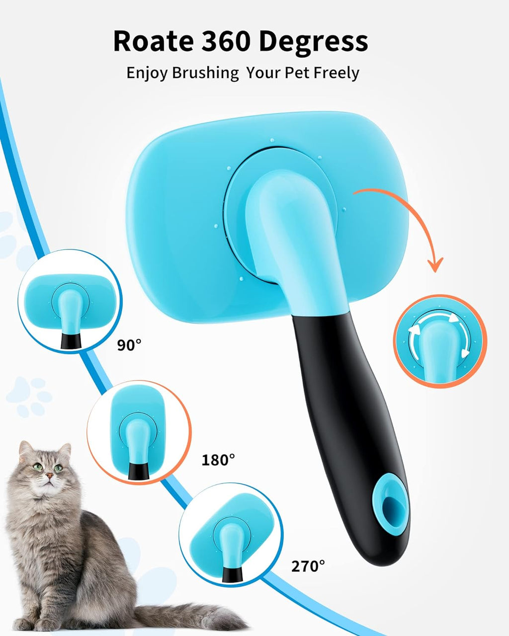 Self-Cleaning Pet Grooming Brush - Deshedding Tool for Cats & Dogs (S/L)