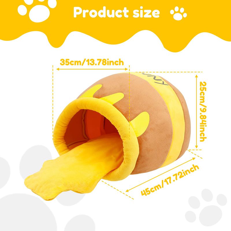 Honey Pot Cat Cave Bed - Cozy Plush Nest with Removable Cushion