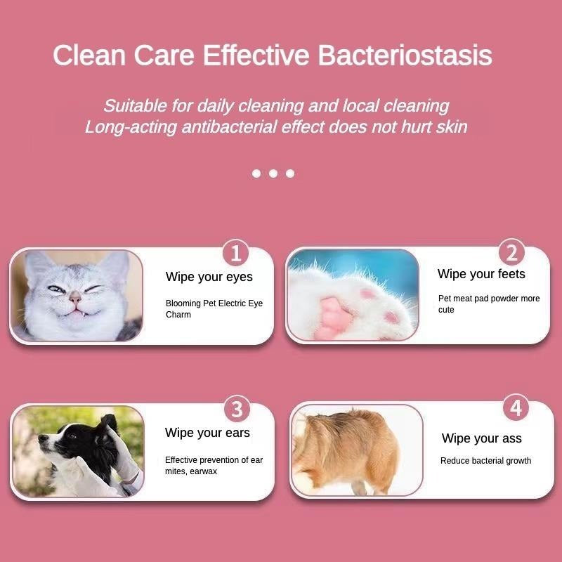 Plant-Based Pet Cleaning Wipes - Antibacterial Paw, Eye & Ear Wipes for Dogs & Cats