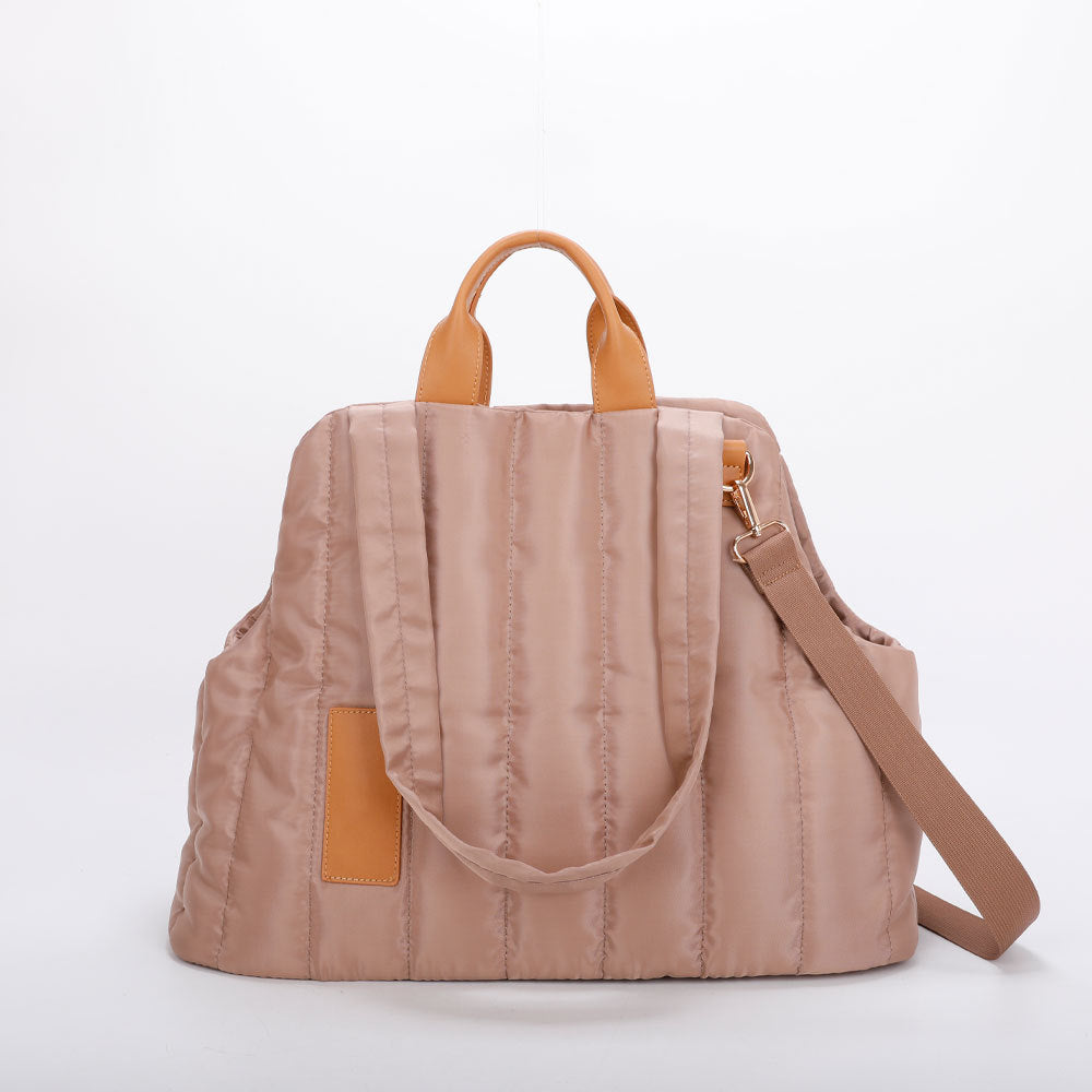 Quilted Pet Carrier Tote - Waterproof Fashion Handbag with Sherpa Lining for Small Dogs & Cats