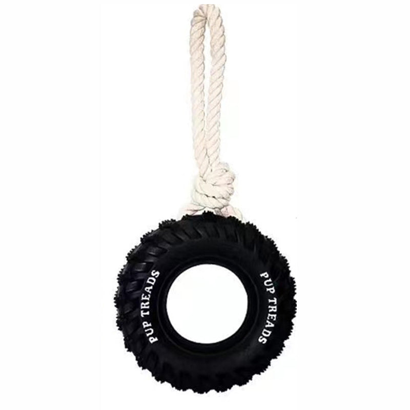 Indestructible Tire Dog Chew Toy - Treat Dispensing for Aggressive Chewers