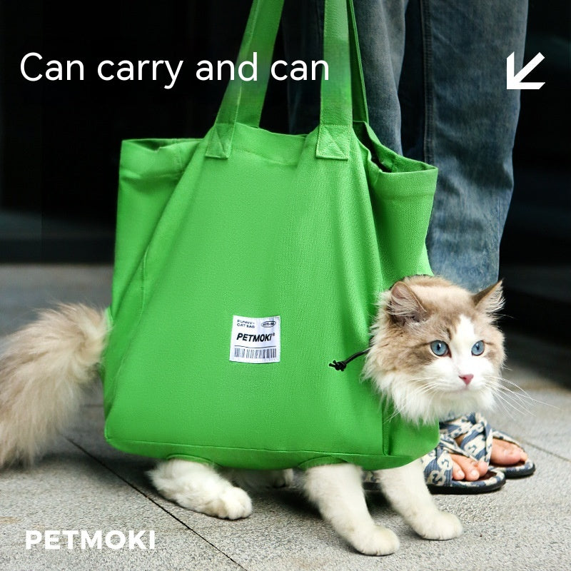 PetMoki Funny Cat Bag - Dual-Purpose Canvas Carrier & Walking Sling for Cats