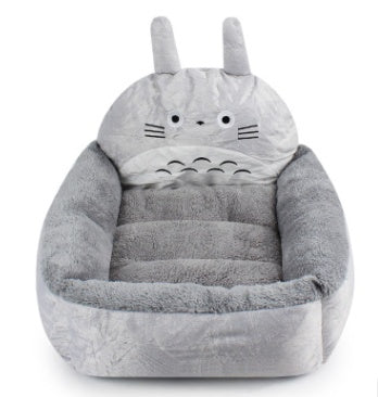 Cute Animal Face Pet Bed Mat - Soft Plush Cushion for Cats & Dogs