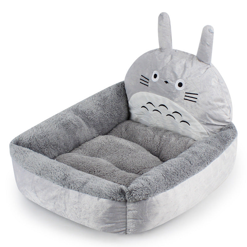Cute Animal Face Pet Bed Mat - Soft Plush Cushion for Cats & Dogs