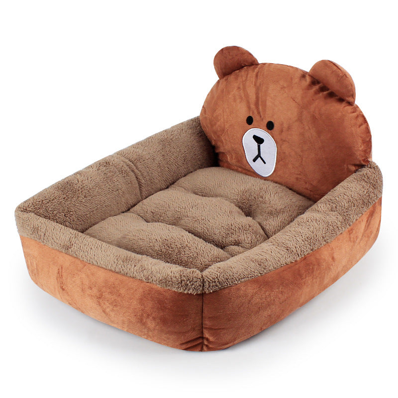 Cute Animal Face Pet Bed Mat - Soft Plush Cushion for Cats & Dogs