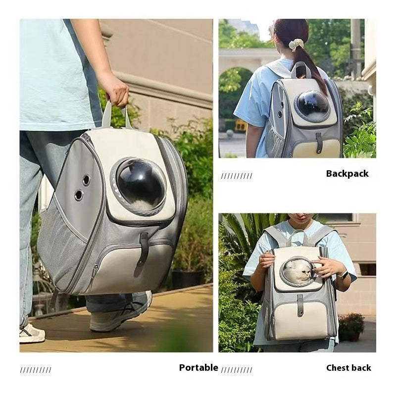 Space Capsule Pet Backpack - Multi-Mode Breathable Carrier with Bubble Dome for Cats & Small Dogs