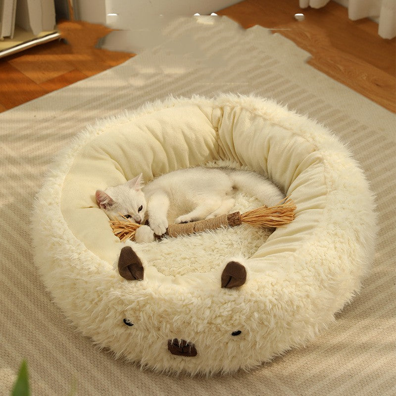 Alpaca Pet Bed - Cute Plush Cozy Nest for Cats & Small Dogs