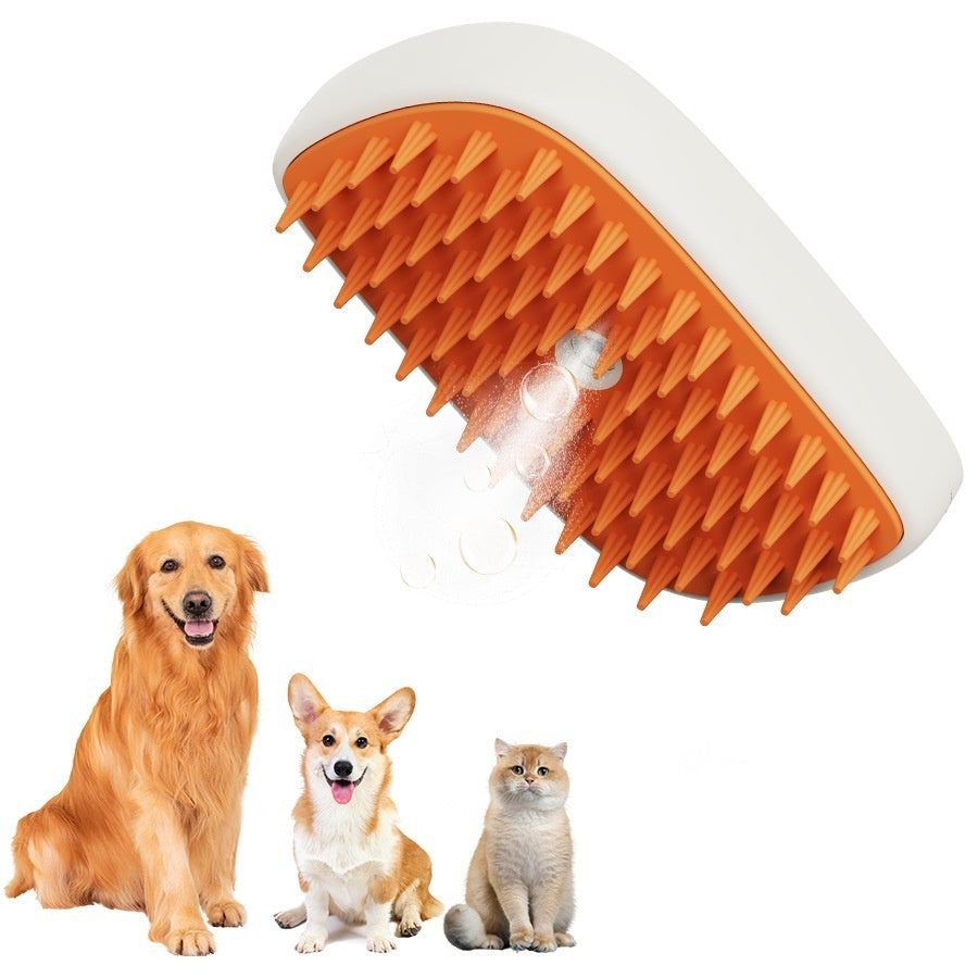 USB Rechargeable Pet Steam Brush - Spray Massage Grooming Comb for Cats & Dogs